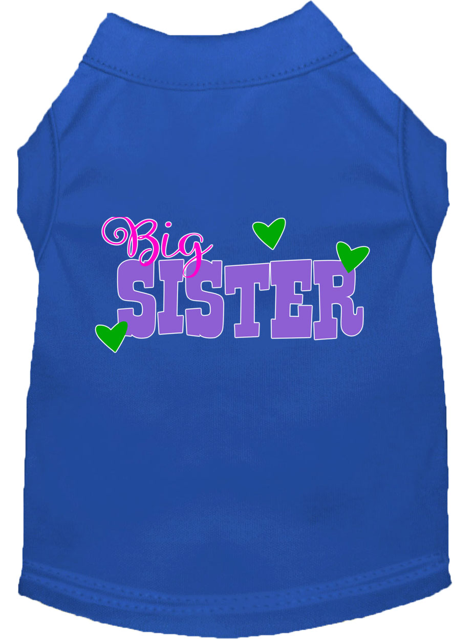 Big Sister Screen Print Dog Shirt Blue Lg